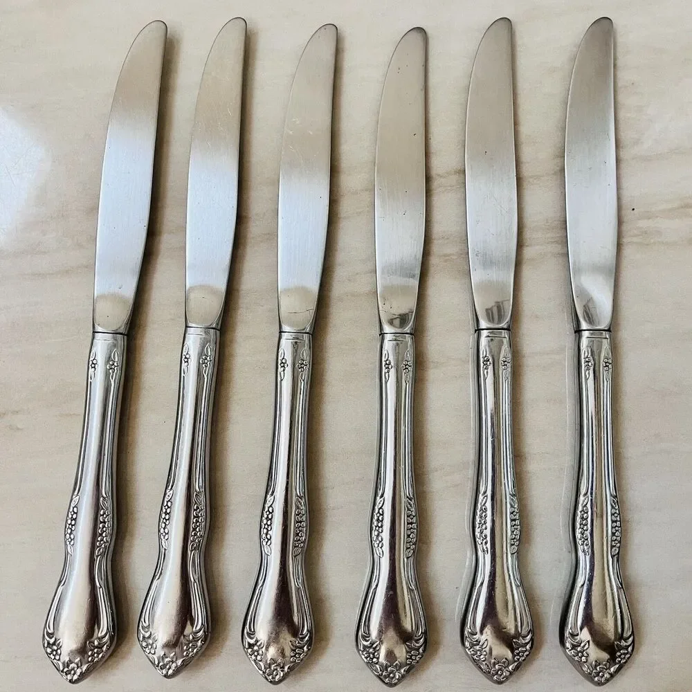 6pc ONEIDA Mansfield Modern Hollow Dinner Knife Stainless 9in Replacement USA